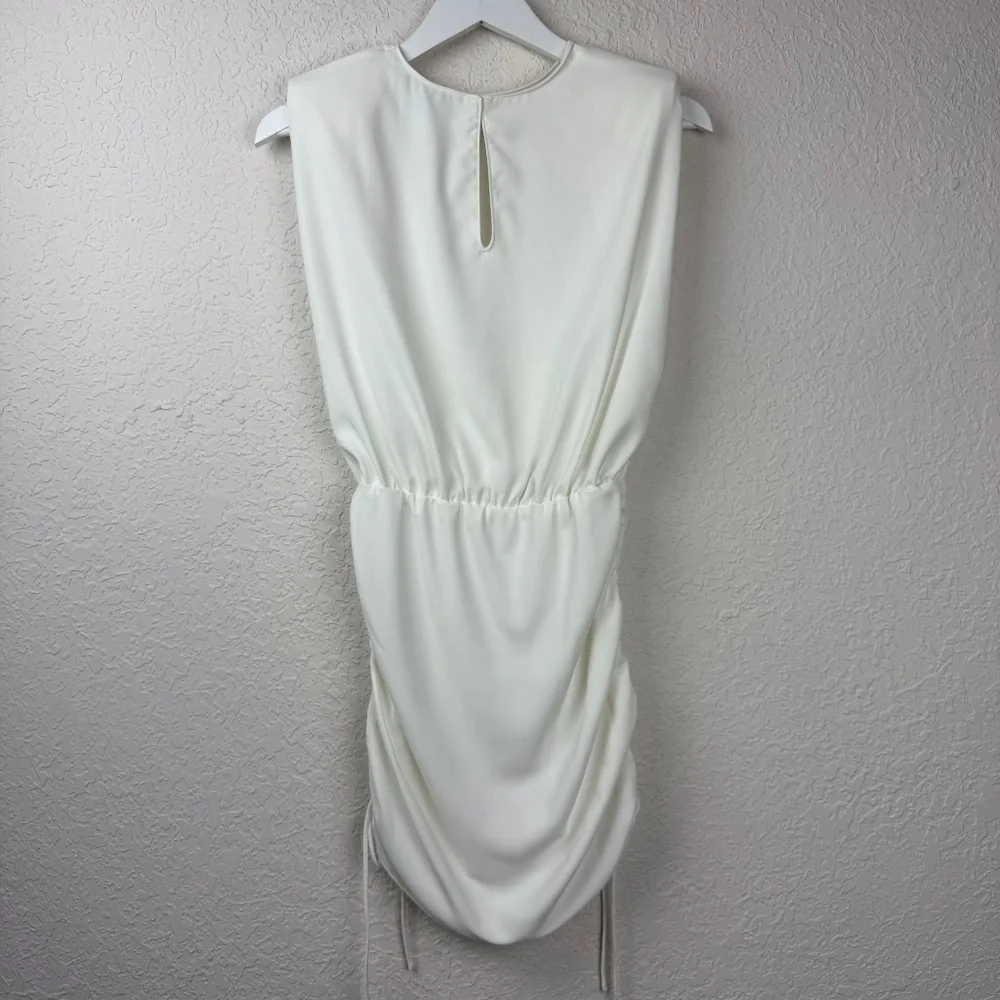 Amanda Uprichard Womens White Ruched Aisling Sleeveless Midi Dress Size S - Picture 3 of 11